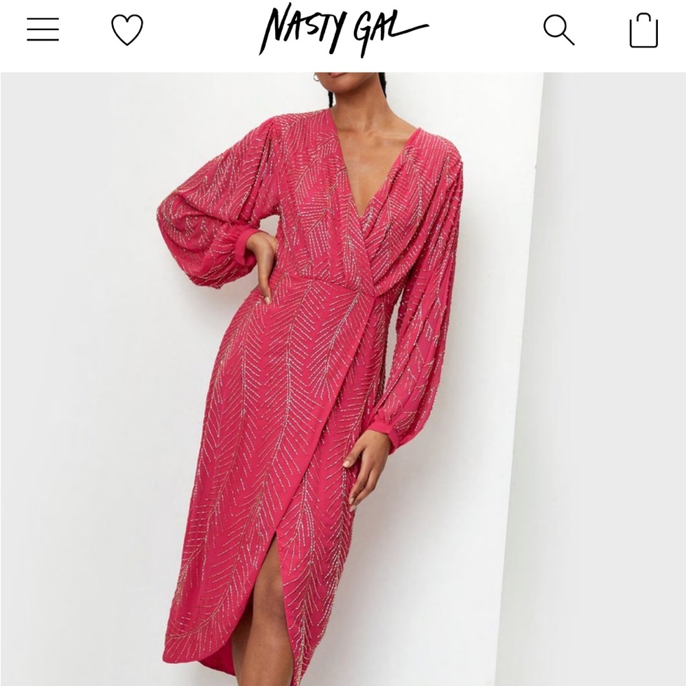 Beaded wrap front dress